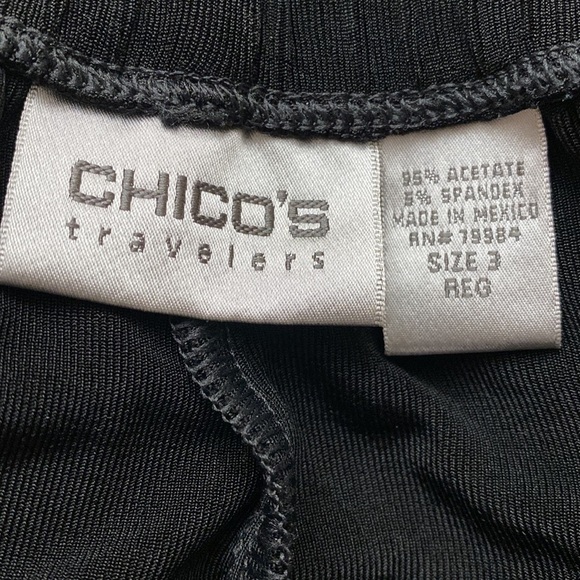 Chicos Travelers Pull On Pants Women’s Black Slinky wrinkle free Acetate Size XL - Picture 8 of 9
